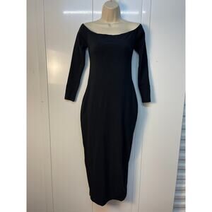 SHEIN Basics Fitted Off The Shoulder Long‎ Sleeve Rib Knit Maxi/Midi Dress 0XL